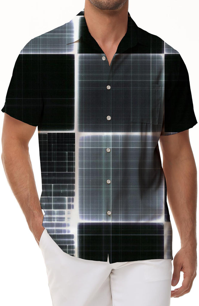 Geometric Fashion Comfortable Breathable Short Sleeve Retro Loose Shirt Beach Short Sleeve Button Hawaiian Shirt