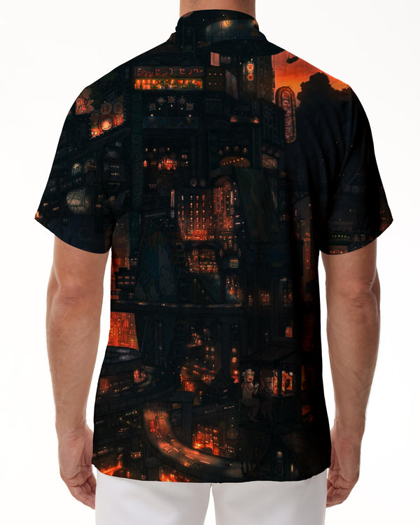 
Art painting buildings men's summer beach leisure loose travel vacation men's short-sleeved clothes
                