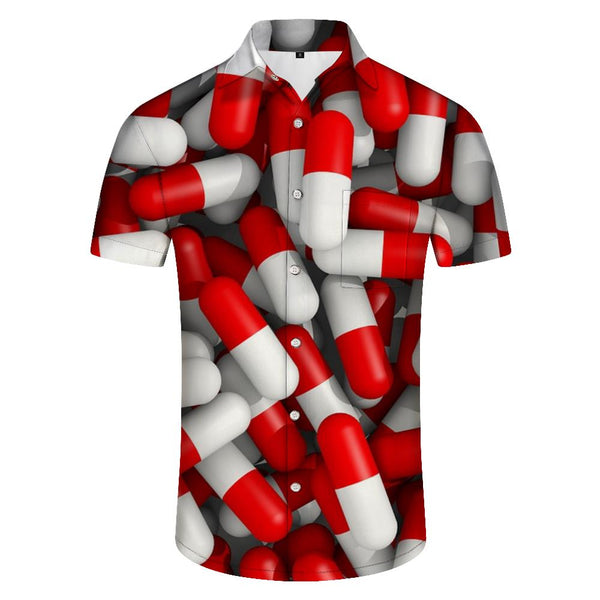 
Original ball print shirt men's casual shirt personality trend fun print lapel short sleeve fashion new style
                