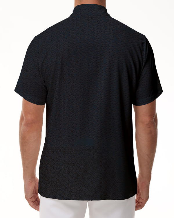 
Men's polyester button down shirt regular fit pocket lapel Hawaiian beach essential clothing
                