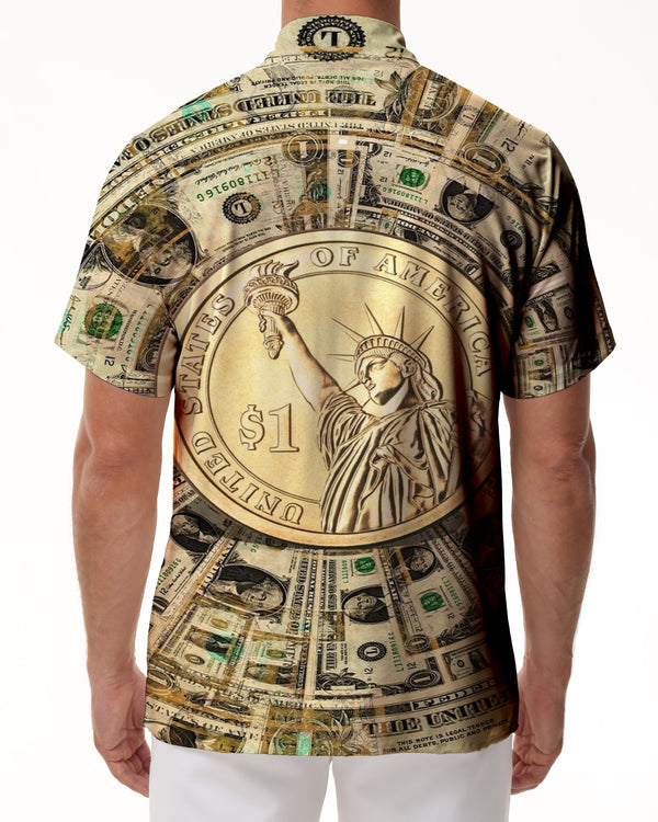 
Coin American Men's Short Sleeve Shirt Outdoor Travel Fishing Button Fashion Hawaiian Short Sleeve Shirt Digital Printing
                