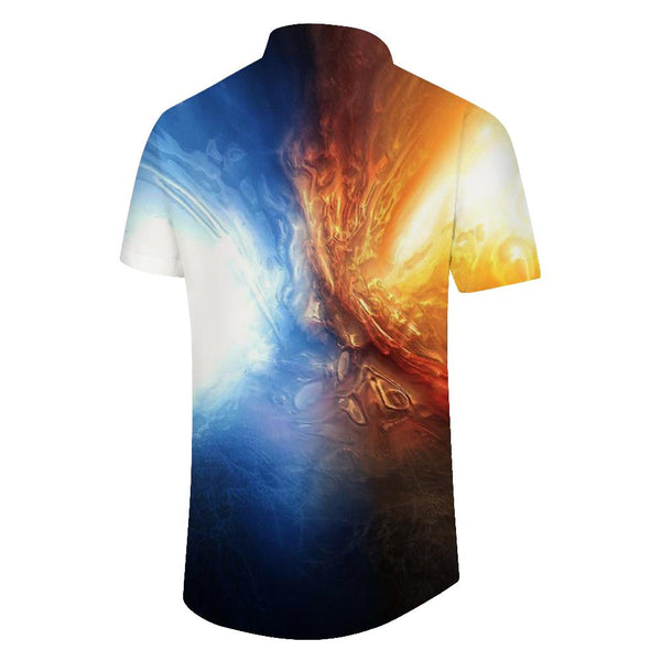 
Fire and Ice Flame Men's Short Sleeve Shirt Casual Button Shirt Pocket Summer Beach Vacation Beach Surfing Play Clothes
                