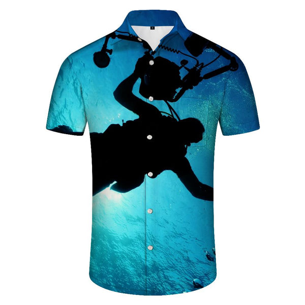 
Deep sea diving casual loose casual men's short sleeve shirt tropical summer Hawaiian street fashion clothing
                