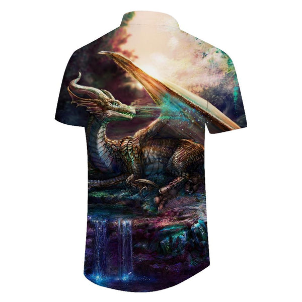 
Ancient Dragon Digital Printed Short Sleeve Regular Style Hawaiian Casual Short Sleeve Shirt Button Lapel Pocket Men's Street Daily Short Sleeve Shirt Travel
                