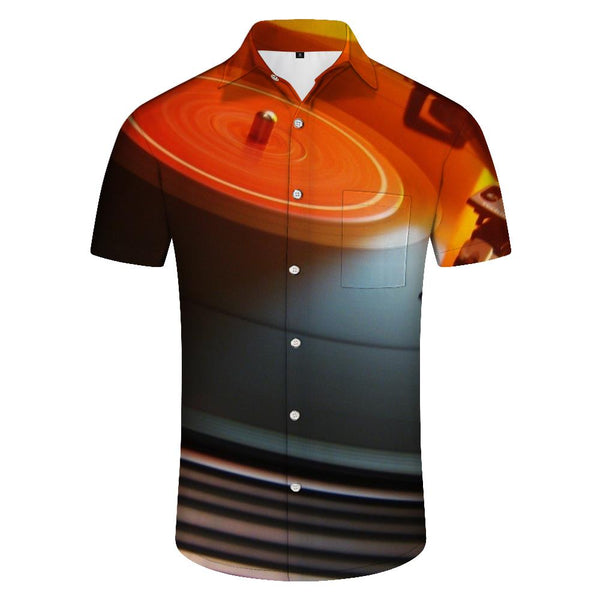 
Men's Hawaiian Shirt Loose Short Sleeve Button Collar Music Record Tie Beach Shirt Casual Shirt Short Sleeve Fashion
                