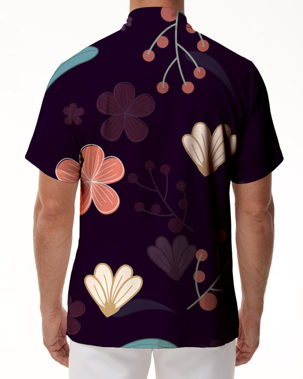 
Black floral men's casual loose fashion Hawaiian shirt tropical style summer button-down beach short sleeve
                