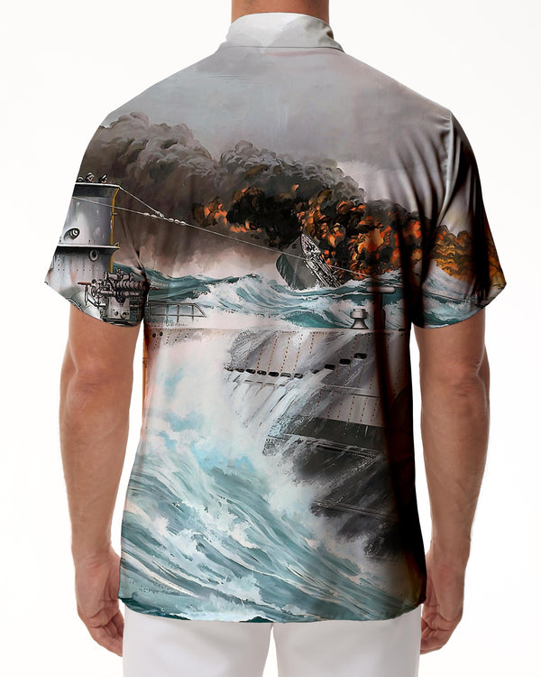 
Sailboat in the Storm Men's Hawaiian Shirt Casual Button Top Summer Short Sleeve Shirt Rich Print
                