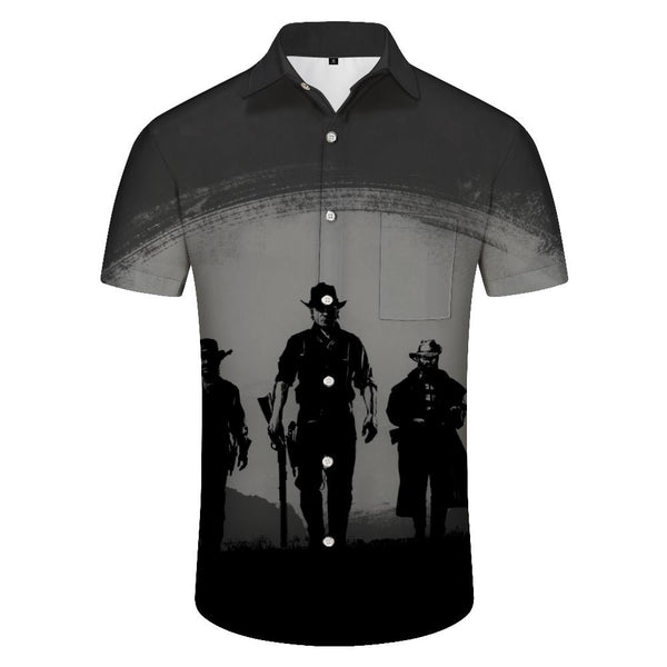 
Men's 3D Printed Hawaiian Beach Shirt Short Sleeve Button Shirt Vacation Shirt Lapel Shirt Black Grey
                