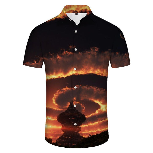 
Landscape Clouds Hawaii Tropical Four Seasons Beach Shirt Button Lapel Pocket Men's Casual Loose Short Sleeve Shirt Daily Travel
                