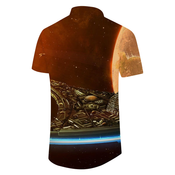 
High-tech sci-fi space technology spaceship and 3d printed pattern men's comfortable summer clothes
                