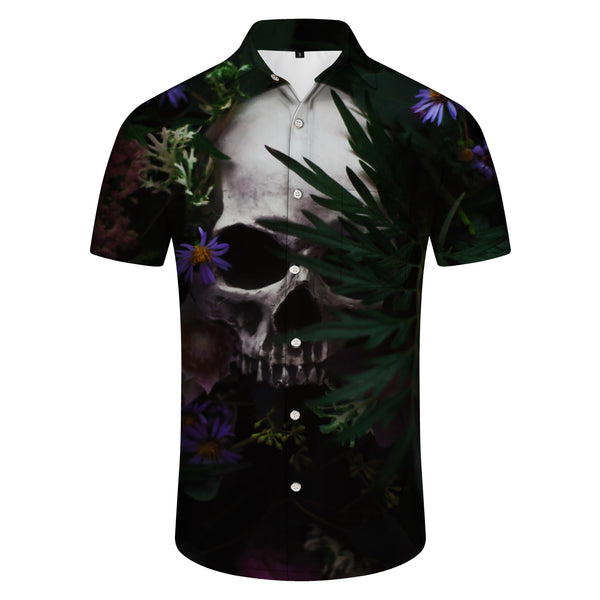 
Beach New Men's Shirt Hawaiian Button Casual Skull Pattern Costume Short Sleeve Shirt
                