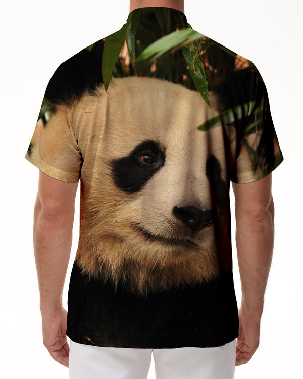
Black and White Cute Chinese Panda Men's Button Shirt Hawaiian Print Shirt Classic Fit Short Sleeve
                