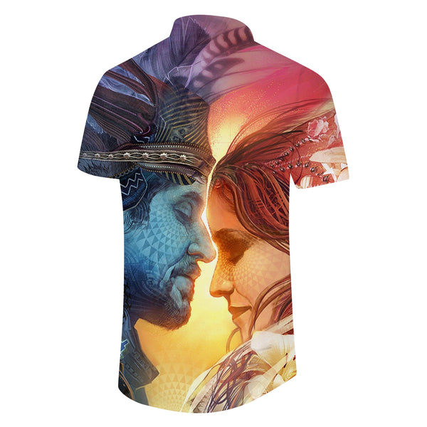 
King and Queen Mens Hawaiian Shirt Mens Casual Summer Beach Casual Short Sleeve Button Shirt
                