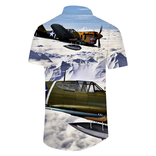 
Snow Mountain Helicopter Men's Beach Shirt Four Seasons Button Casual Short Sleeve Hawaiian Tropical Short Sleeve
                
