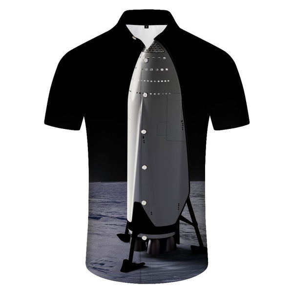 
Lapel summer new short-sleeved printed clothing astronaut men's digital printed pattern clothing men's casual tops summer short-sleeved black
                