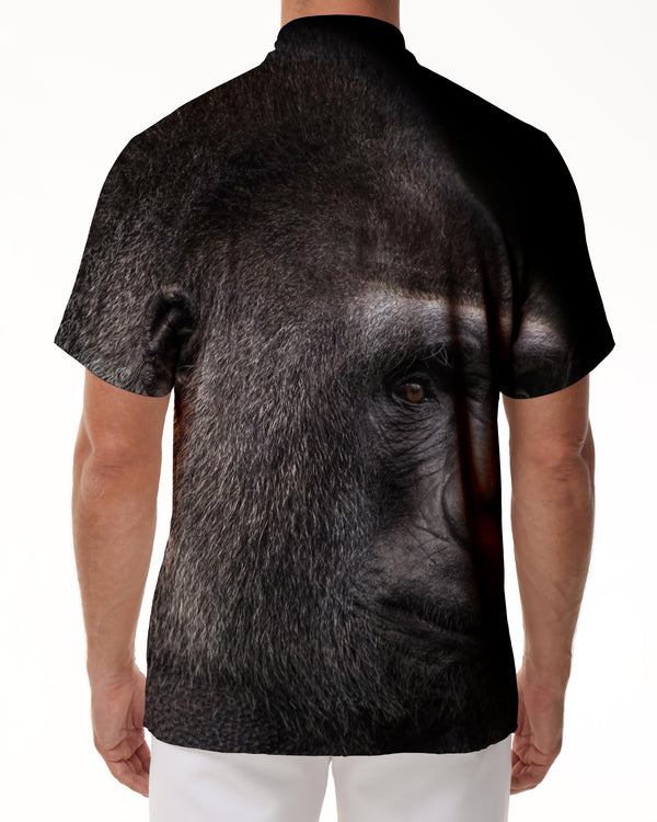 
3D printed monkey fashion style men's summer lapel short-sleeved hip-hop fashion funny Hawaiian rainforest shirt
                