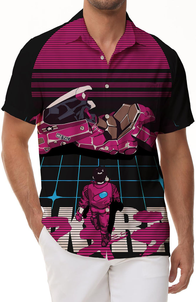 New Hawaiian Chinese Art Monster Print Men's Short Sleeve Shirt Comfortable Polyester Fabric Casual Streetwear Mixed Colors