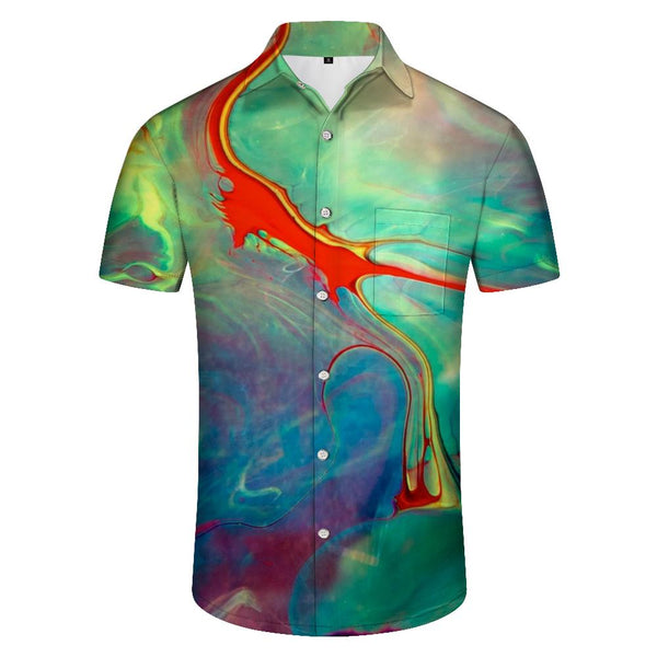
Liquid Color Abstract Men's Casual Loose Short Sleeve Button Hawaiian Art Design Personalized Shirt Tropical Print
                