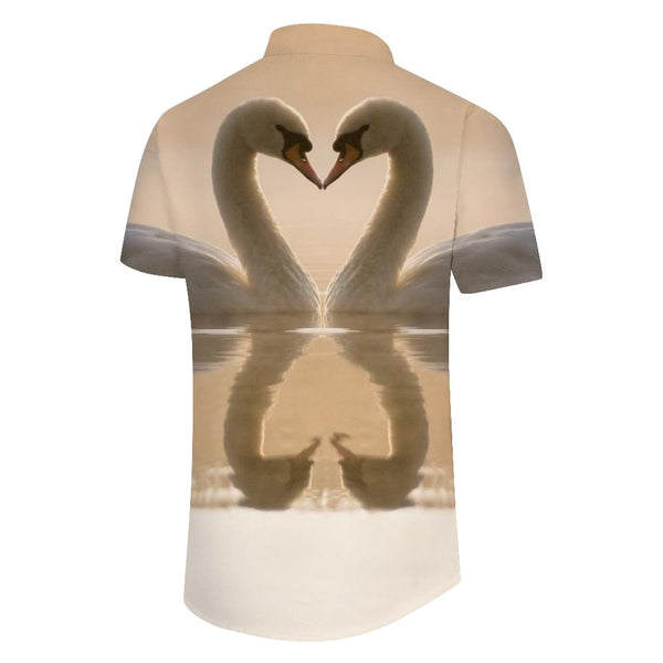 
Beautiful Animal Swan Men's Fashion Casual Shirt Short Sleeve Button Lapel Hawaiian Short Sleeve Shirt Casual Top Beach Clothing
                