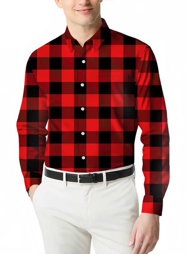 Casual Men's Plaid Flannel Button-Up Shirt