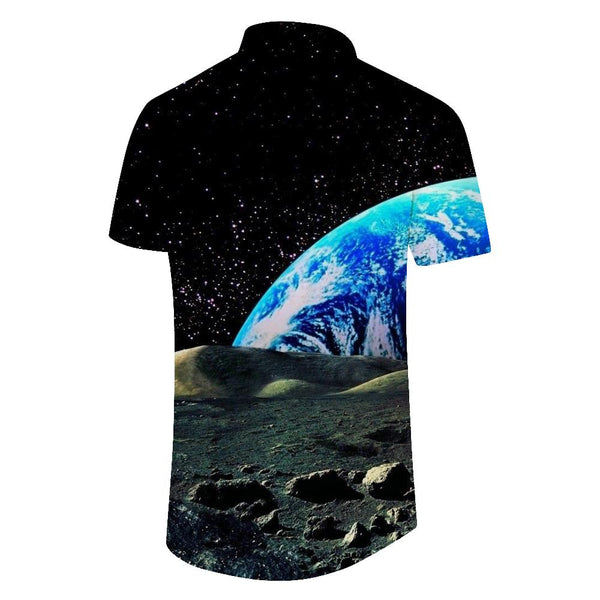 
Earth and Moon Space Planet Fashion Seaside Clothing Hawaiian Button Regular Style Clothing 3D Digital Printing Pattern Men's Casual Short Sleeve Shirt Beach Clothing
                