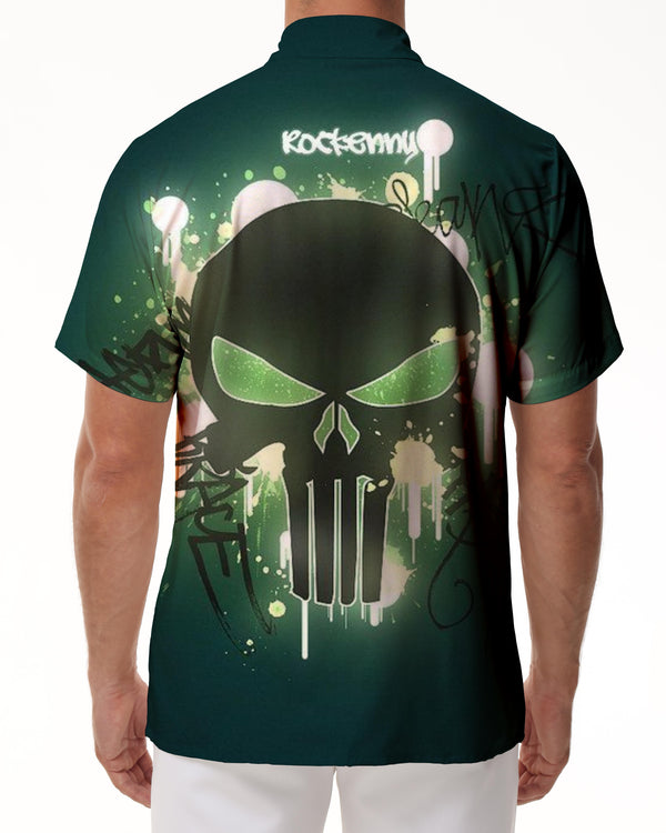 
Death sign skull Hawaiian tropical button print men's casual loose hot seaside beach clothing
                