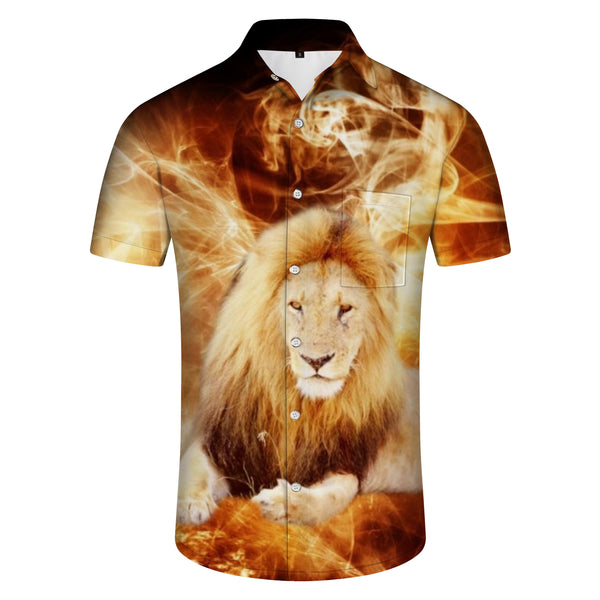 
Daily Outdoor Street Men's Shirt Animal Lion Pattern Print Short Sleeve Clothing Apparel Fashion Casual Soft
                