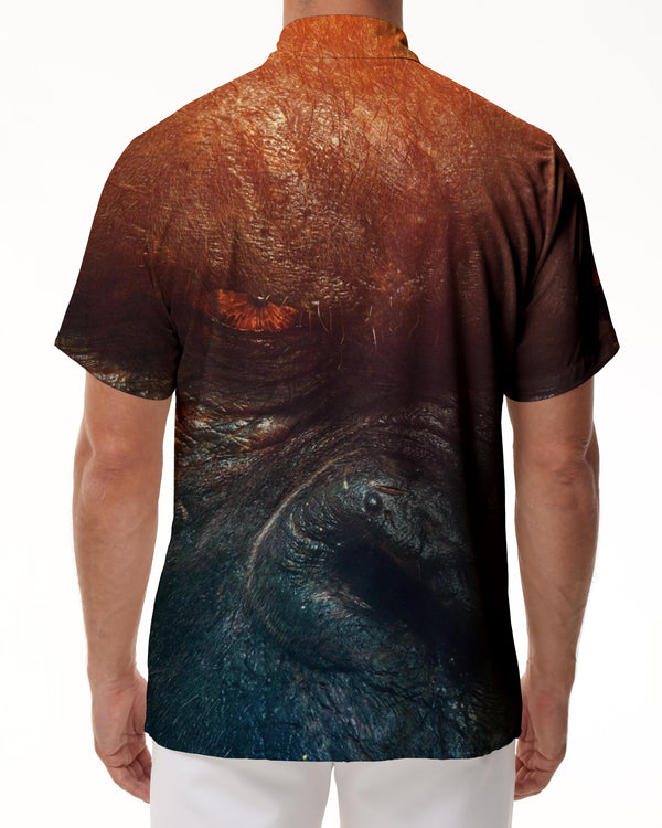 
Fierce Animal Giant Orangutan Printed Pattern Men's Casual Loose Hawaiian Button Lapel Short Sleeve Shirt
                