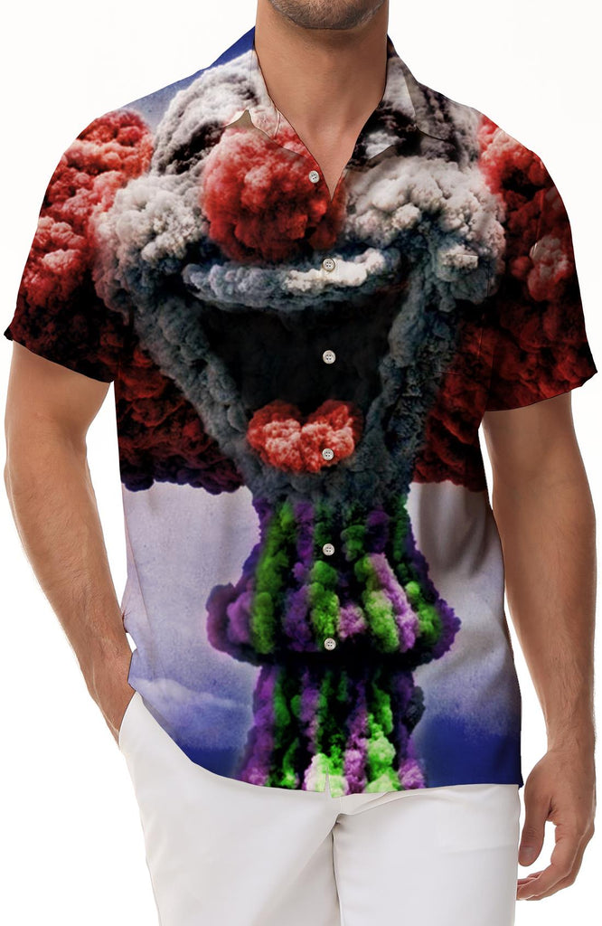 Abstract explosion airflow personalized funny print pattern Hawaii outdoor walking men's casual short sleeve loose fishing