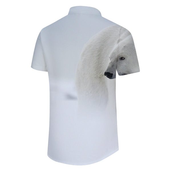 
White Polar Bear Men's Hawaiian Shirt Casual Button-Down Short Sleeve Top Summer Short Sleeve Shirt Tropical
                