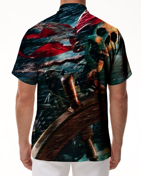 
Hawaiian button men's casual personality print shirt short sleeve clothing color skull
                