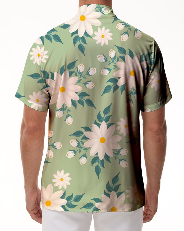 
Fashionable and comfortable beach seaside men's casual loose lapel Hawaiian floral pattern style short sleeve shirt
                
