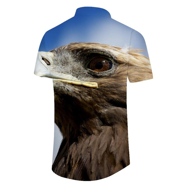 
Blue sky aerial raptor fashion men's summer novelty retro casual festival button down shirt
                