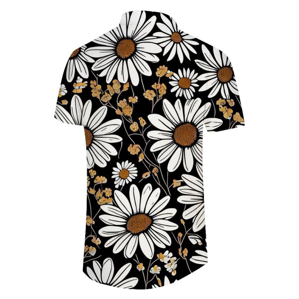 
Retro chrysanthemum 3d digital print pattern tropical Hawaiian fashion fun cool men's loose short-sleeved shirt
                