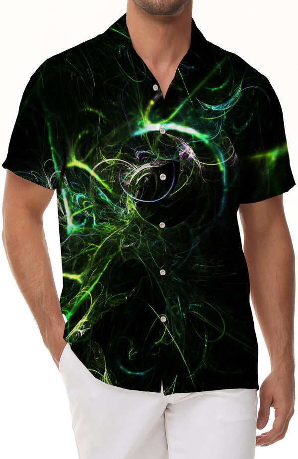 Novelty Men's Flame Sweater Spider Silk Top Fun Pattern Lapel Short Sleeve Shirt Short Sleeve Classic Shirt Streetwear
