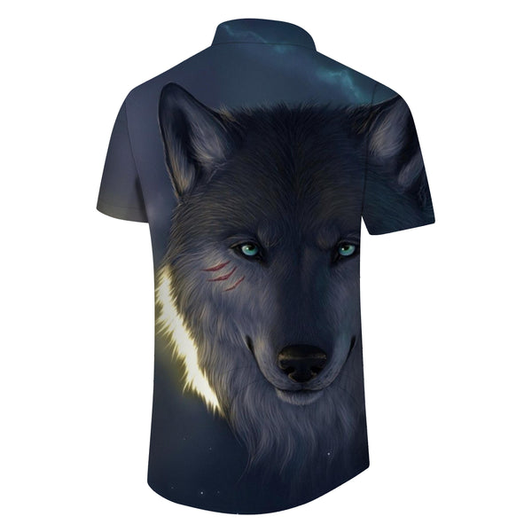 
Beach Shirt Short Sleeves Deep Eye Wolf Head Men's Casual Hawaiian Button Print Pattern Gray
                