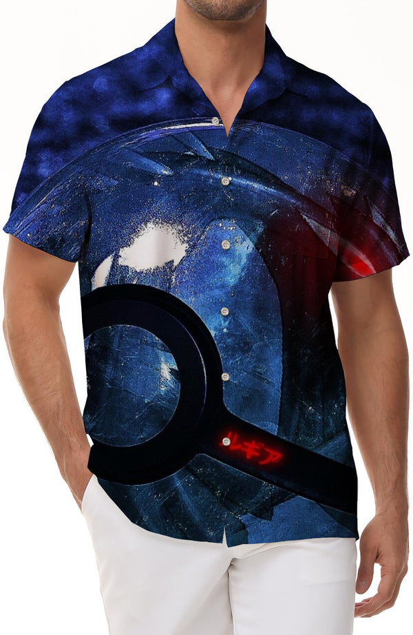 
Suitable for blue beach and casual wear men's Hawaiian button down lapel print shirt and suitable tropical vacation wear
                