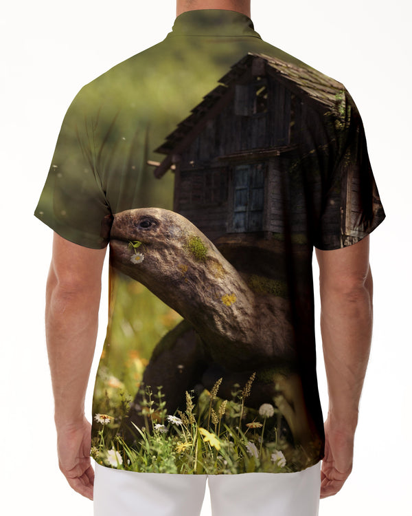 
Fantasy big turtle 3D print tropical Hawaii fun regular style casual loose men's breathable fashionable simple short-sleeved shirt
                