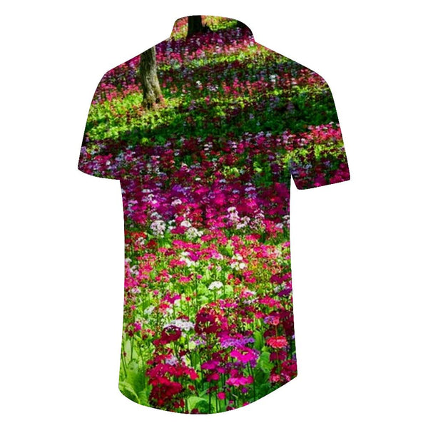 
Wild Flower Pattern Print Tropical Hawaiian Lapel Shirt Simple Street Fashion Men's Stylish Casual Short Sleeve Shirt
                