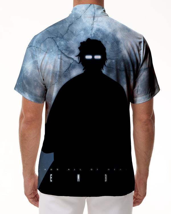 
Japanese anime silhouette Hawaii 3D print pattern men's casual beach vacation short-sleeved shirt top
                