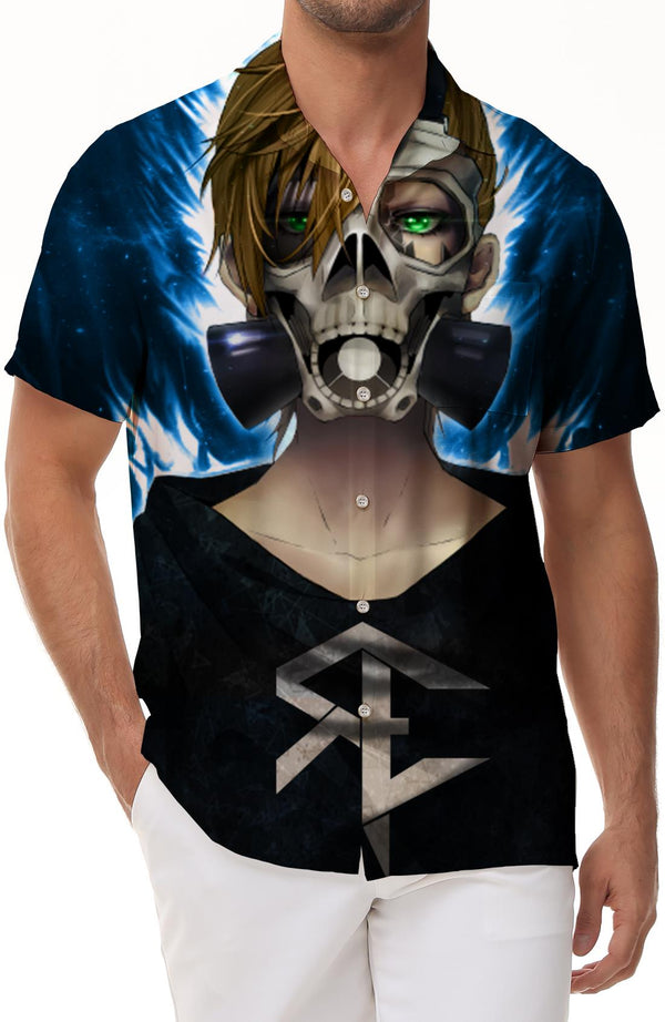 Cool Japanese Anime Cartoon Character Men's Hawaiian Shirt Short Sleeve Button Casual Shirt Suitable for Summer Beach