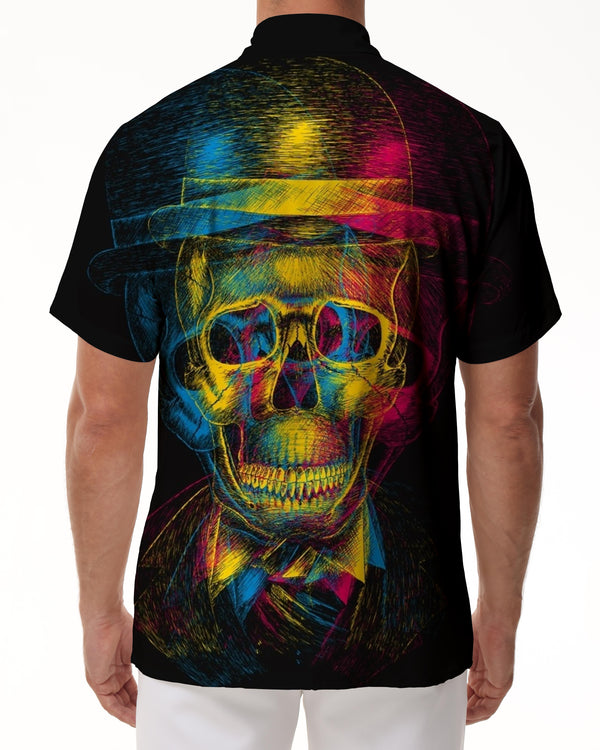 
Party Hawaiian Button Men's Colored Skull Short Sleeve Costume Casual Shirt
                