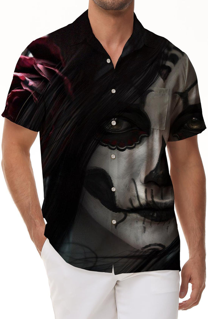 Shirt Summer Men's 3D Printed Hawaiian Loose Tops Short Sleeve Plaster Doll Cosplay Beach Shirt