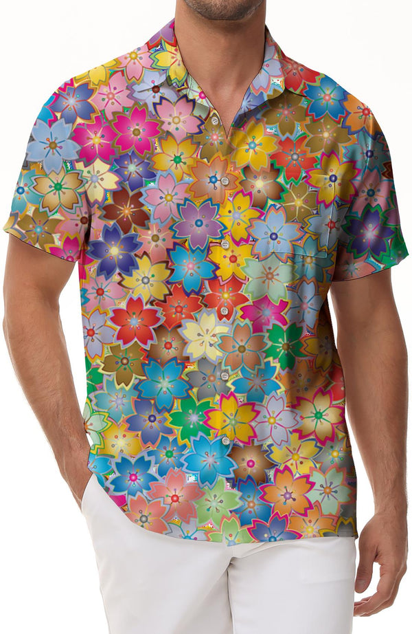 Casual Shirts Colorful Printed Vintage Hawaiian Shirts Men's Short Sleeve Beach Fashion Pattern Shirts