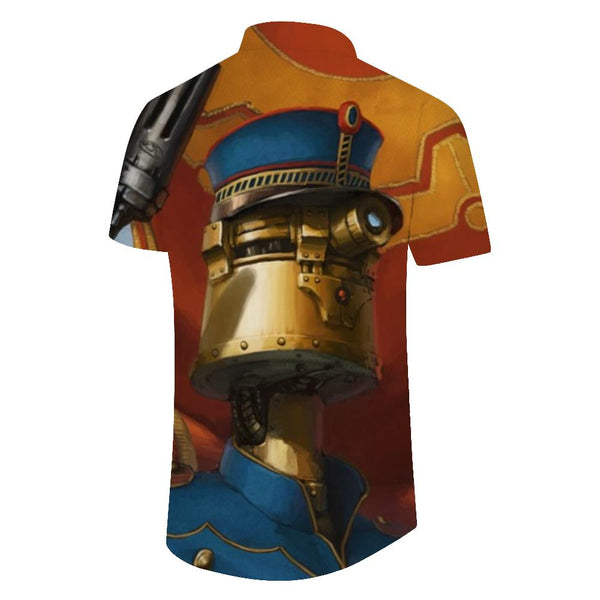 
Personality Robot Men's Casual Button Shirt Short Sleeve Hawaiian Tropical Four Seasons Top Summer
                