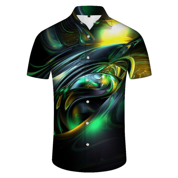 
Luminous splash neon men's loose daily comfortable street indoor short sleeve button down Hawaiian shirt 3d digital printing
                