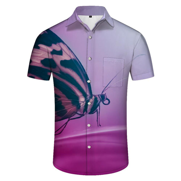 
Purple Butterfly Print Hawaiian Tropical Shirt Short Sleeve Men's Casual Button Down Summer Beach Shirt with Pockets
                