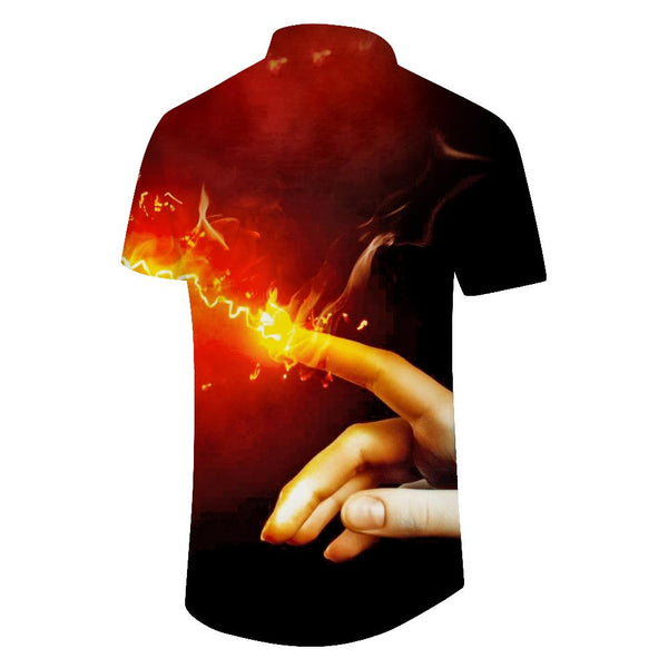 
New men's matching printed shirt lapel short sleeve loose casual comfortable simple fashion top
                