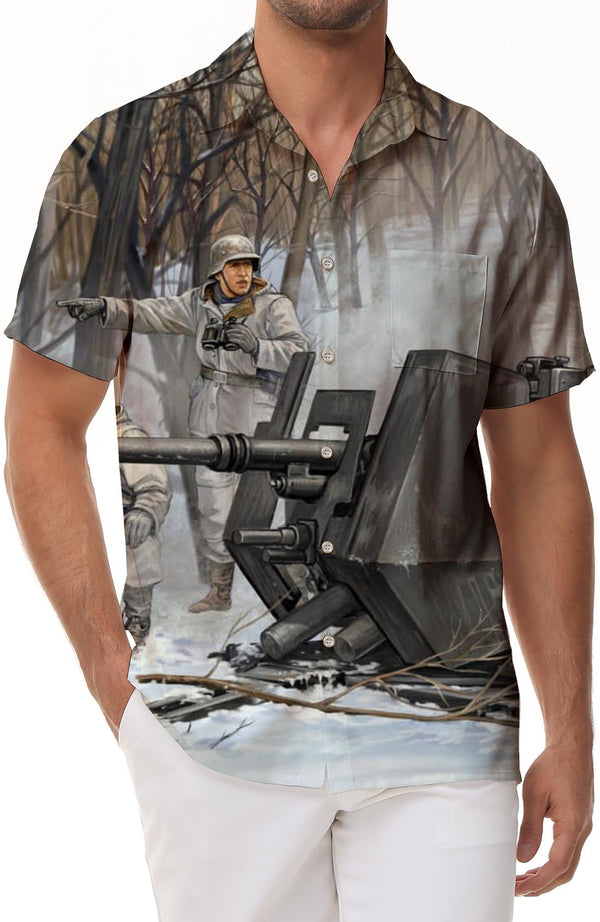 Comic short-sleeved loose men's loose breathable Hawaiian tops soft, comfortable and lightweight simple casual shirt fashion
