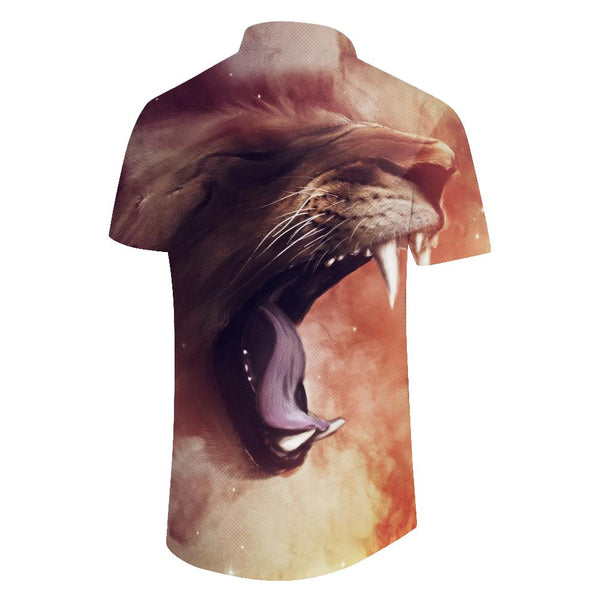 
Casual Button Wildlife King Lion Men's Short Sleeve Shirt Summer Beach Shirt Classic Fit
                